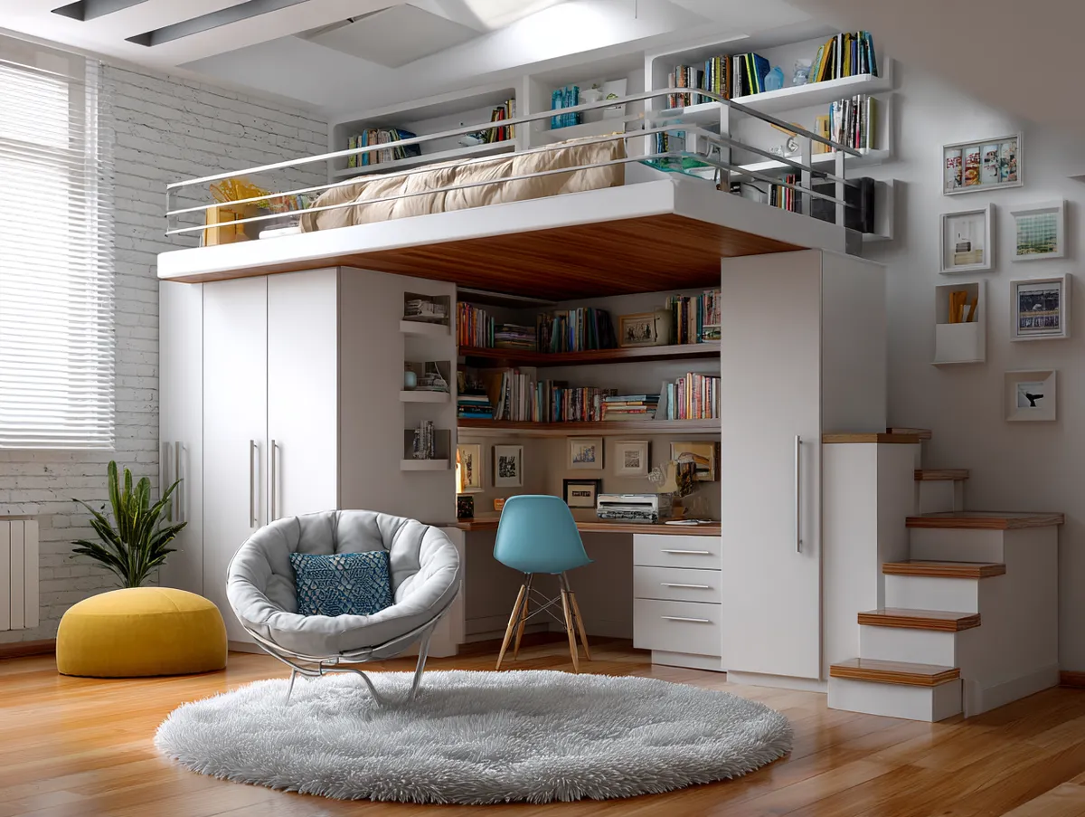 Modern Multi-Functional Loft Bed Design for Teens - 2