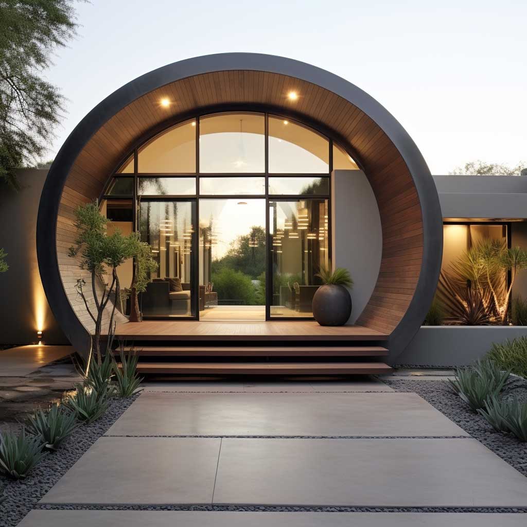 An eye-catching modern arch design enhancing a stylish home entrance.