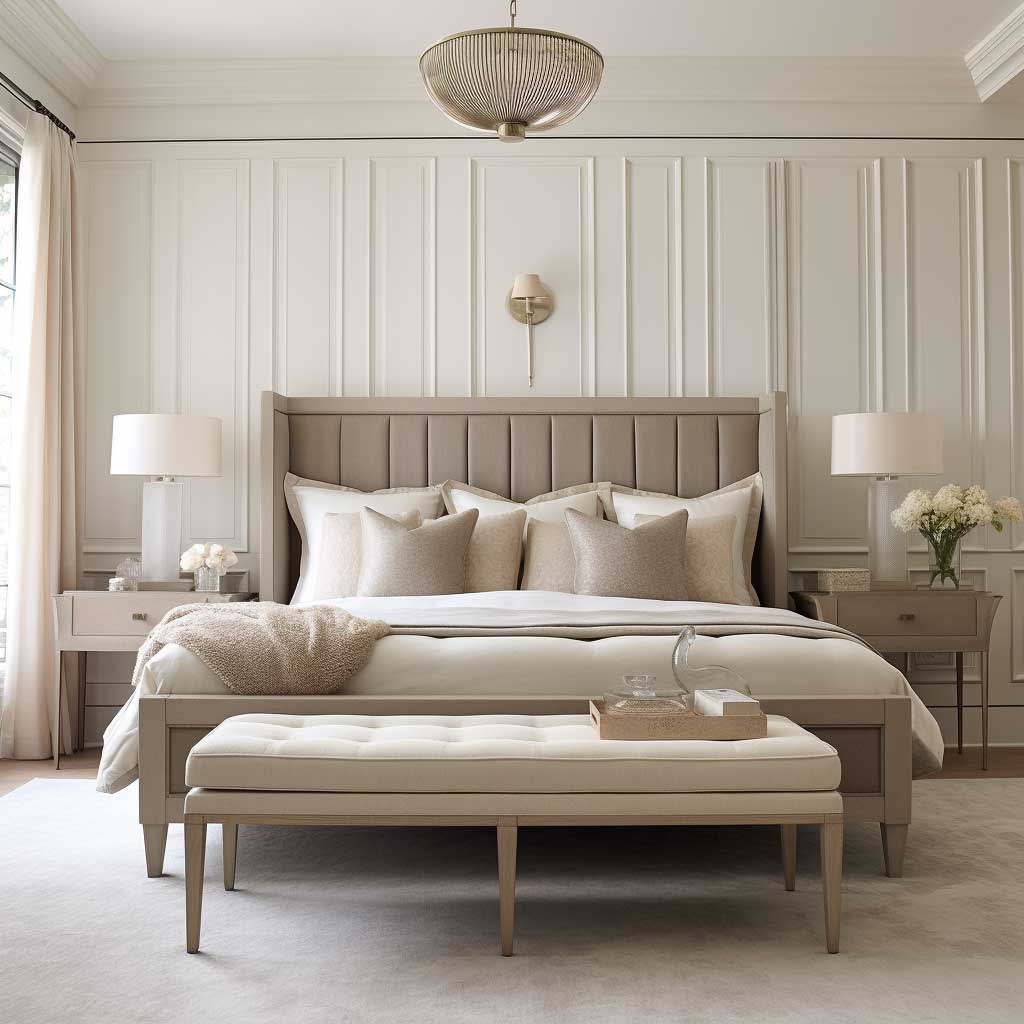 A serene bedroom setting where fluted panel design adds a touch of refined elegance.