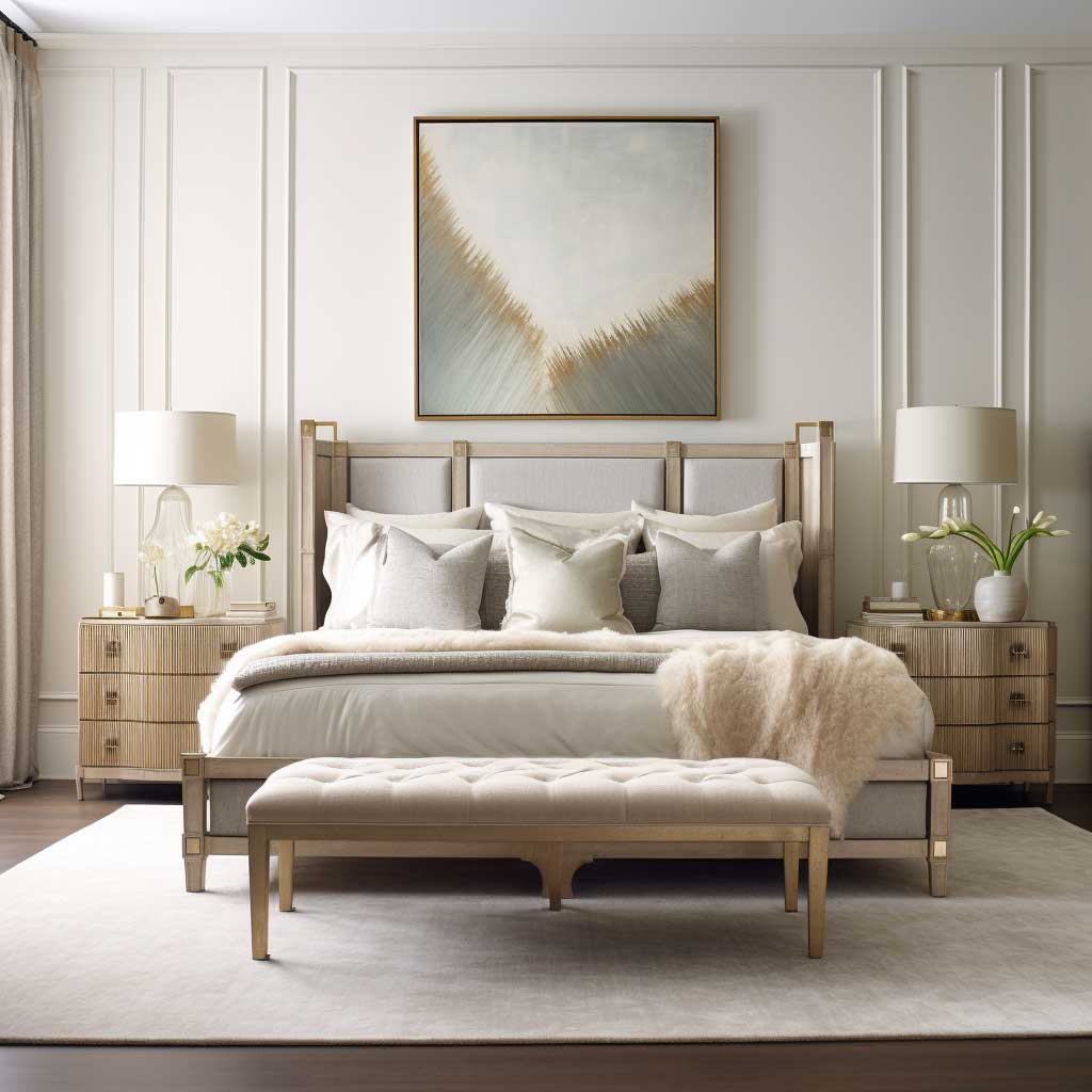 A serene bedroom setting where fluted panel design adds a touch of refined elegance.