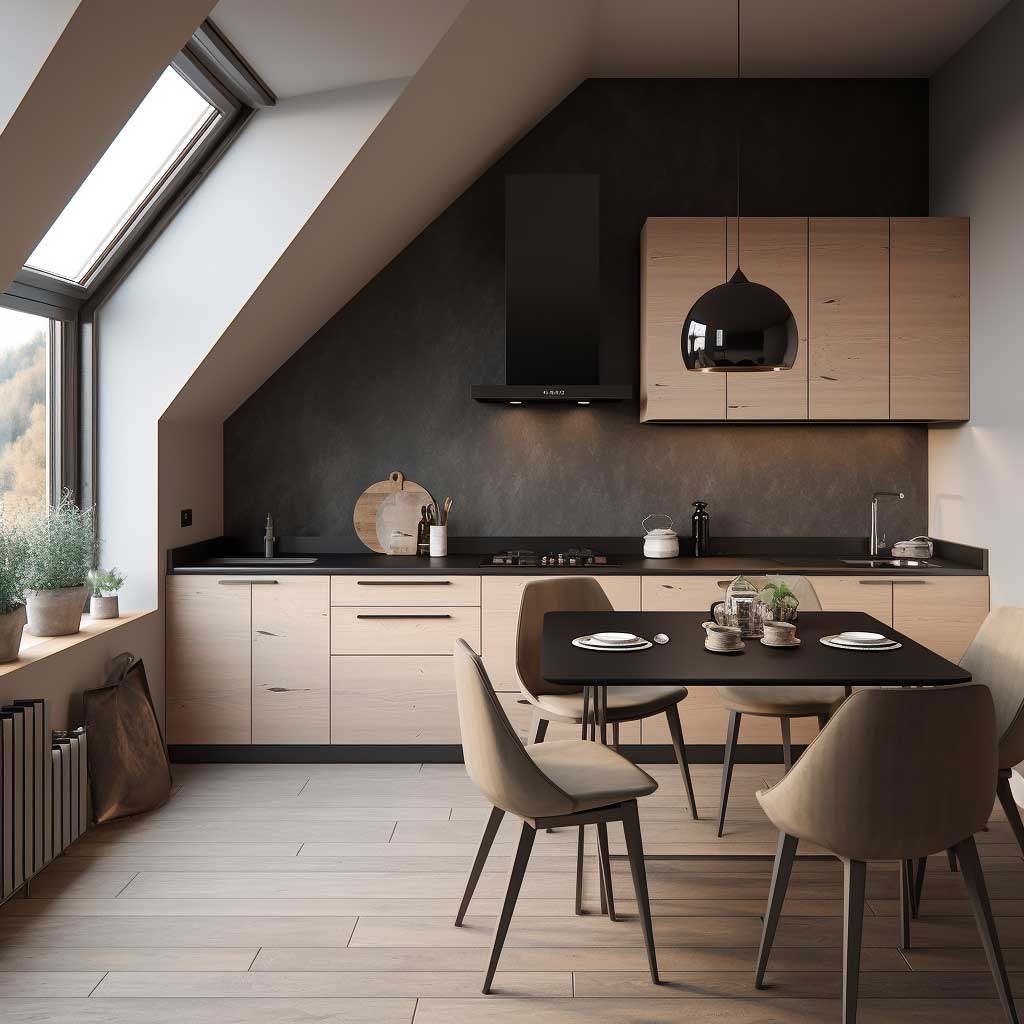 A small kitchen and dining area designed with a minimalist approach.