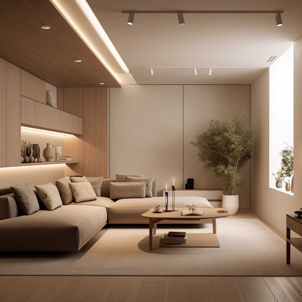 A small living space designed with minimalist aesthetics.