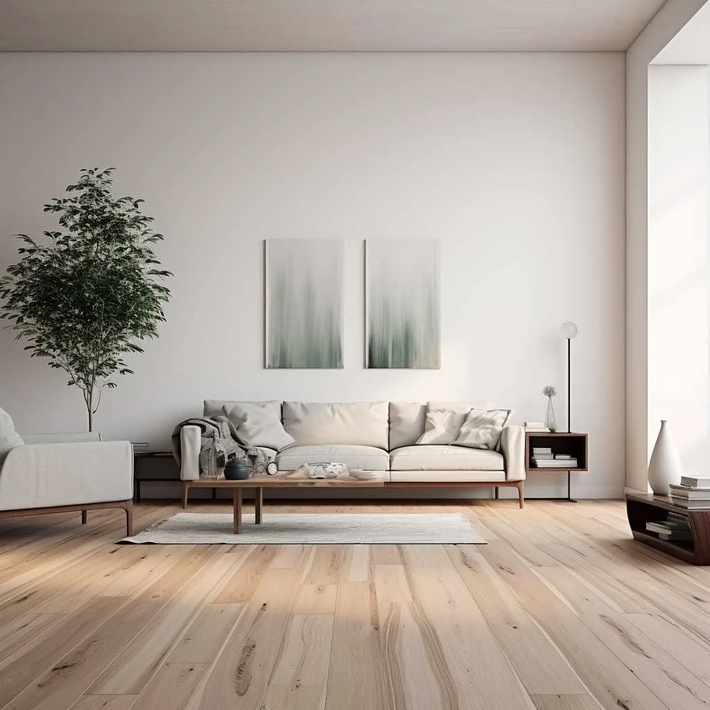 A functional and simple minimalist living room.