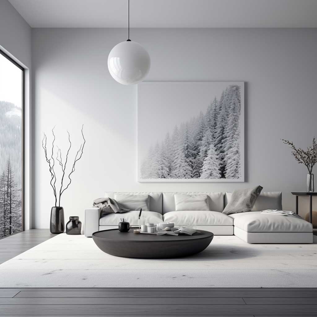 White minimalist deals living room