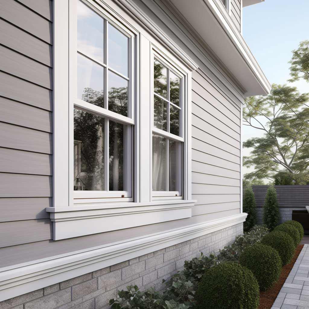 An image showcasing the marriage of traditional elegance and modern materials with outside EPS window trim.