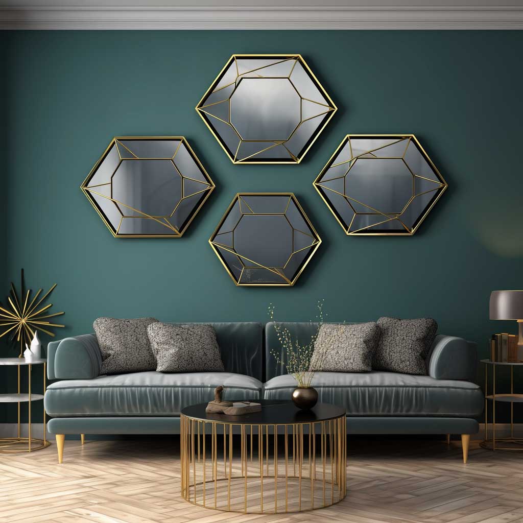 An image showcasing the timeless elegance and functionality of using mirrors as a part of wall decoration ideas for living rooms.
