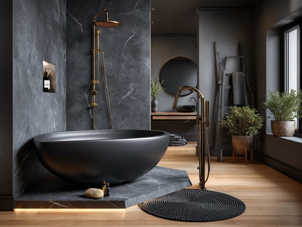 High-end Features of a Modern Black Bathroom Design - 2