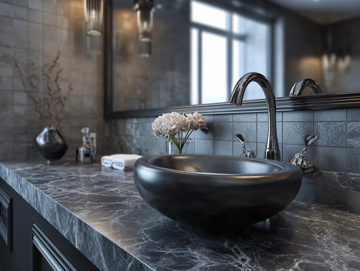 Shades of Luxury in a Modern Black Bathroom - 2