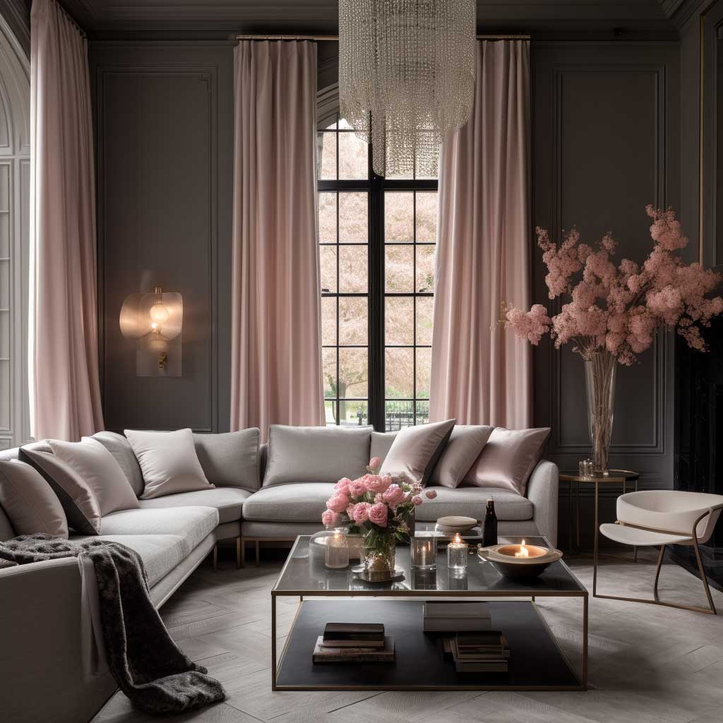 Modern Living Room Magic with Grey and Pink Tones 333k Inspiring 