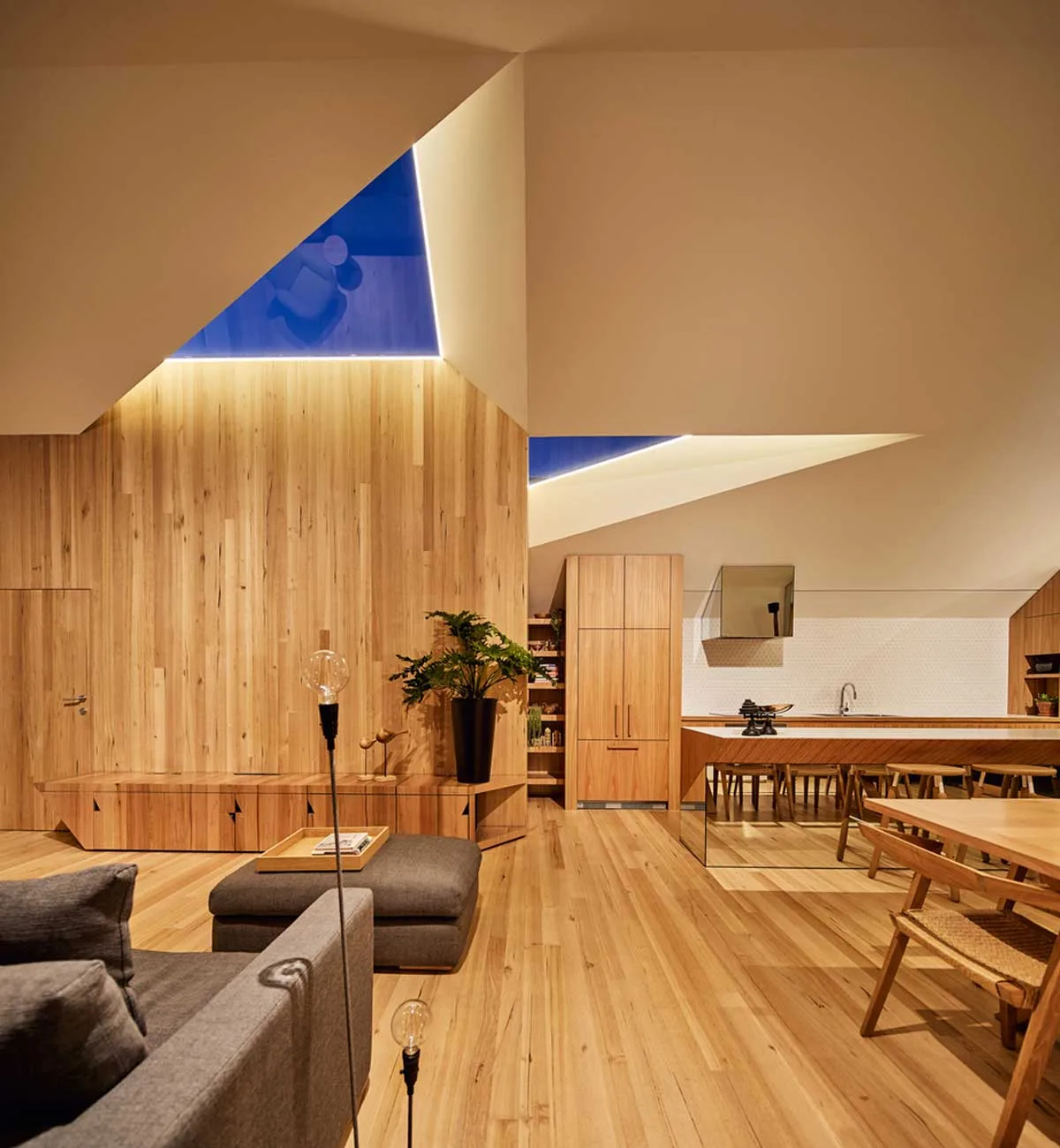 Triangulated Skylights Illuminate Spaces with Symbols of Eternal Love