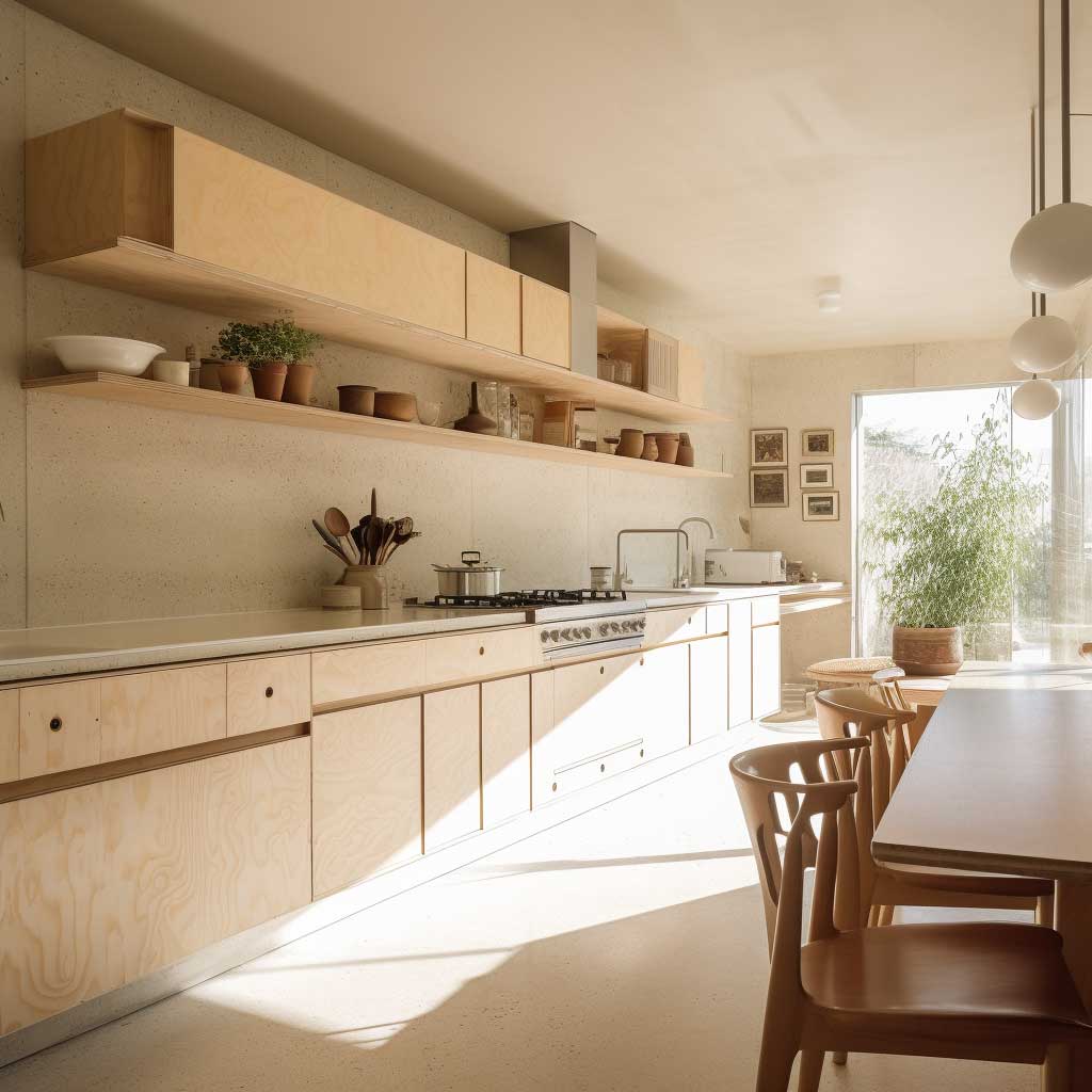 Vintage spaces come alive with the subtle touches of modern kitchen plywood design innovations.