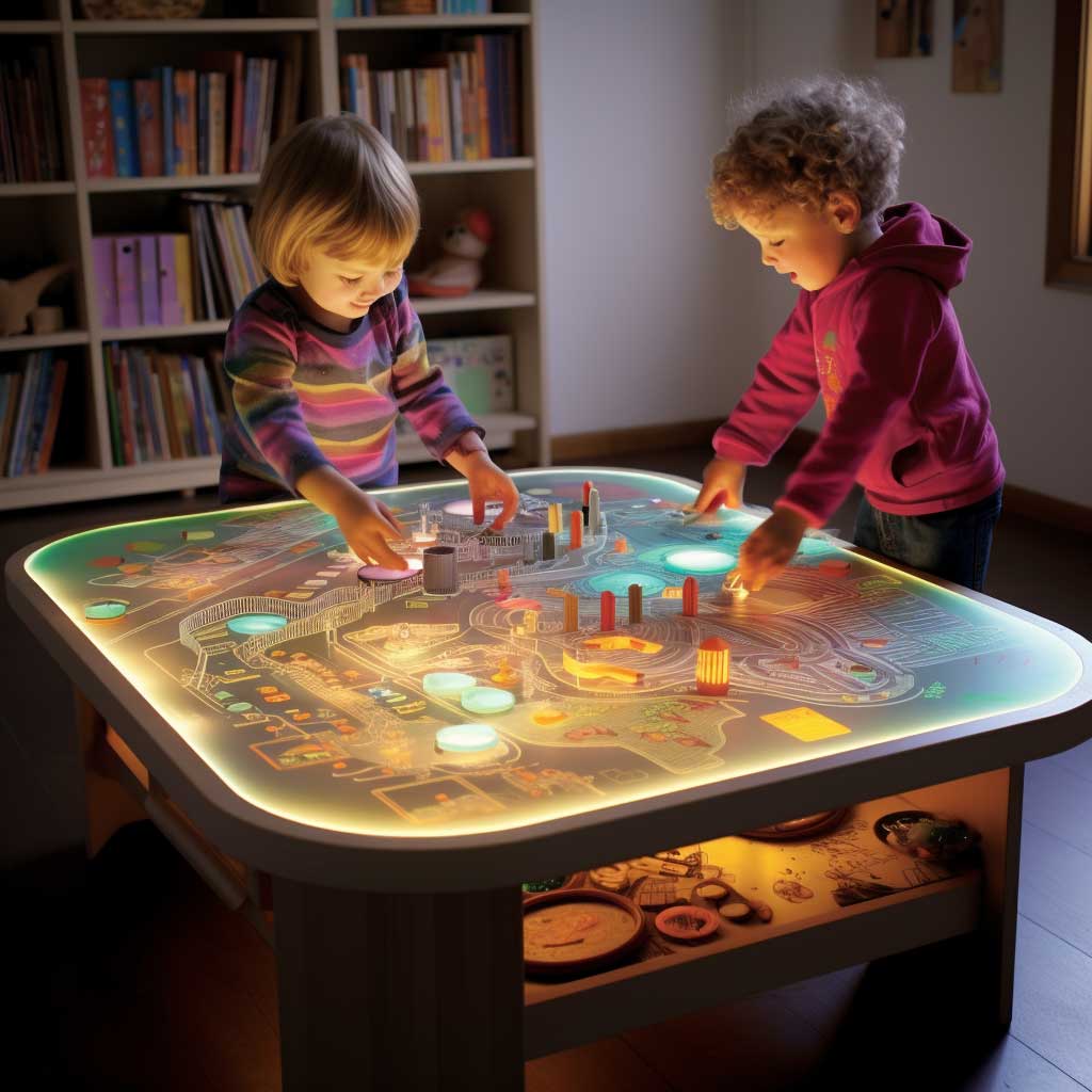 Merge playtime with learning using interactive play tables, a brilliant addition to children's bedroom furniture ideas that encourage hands-on exploration.