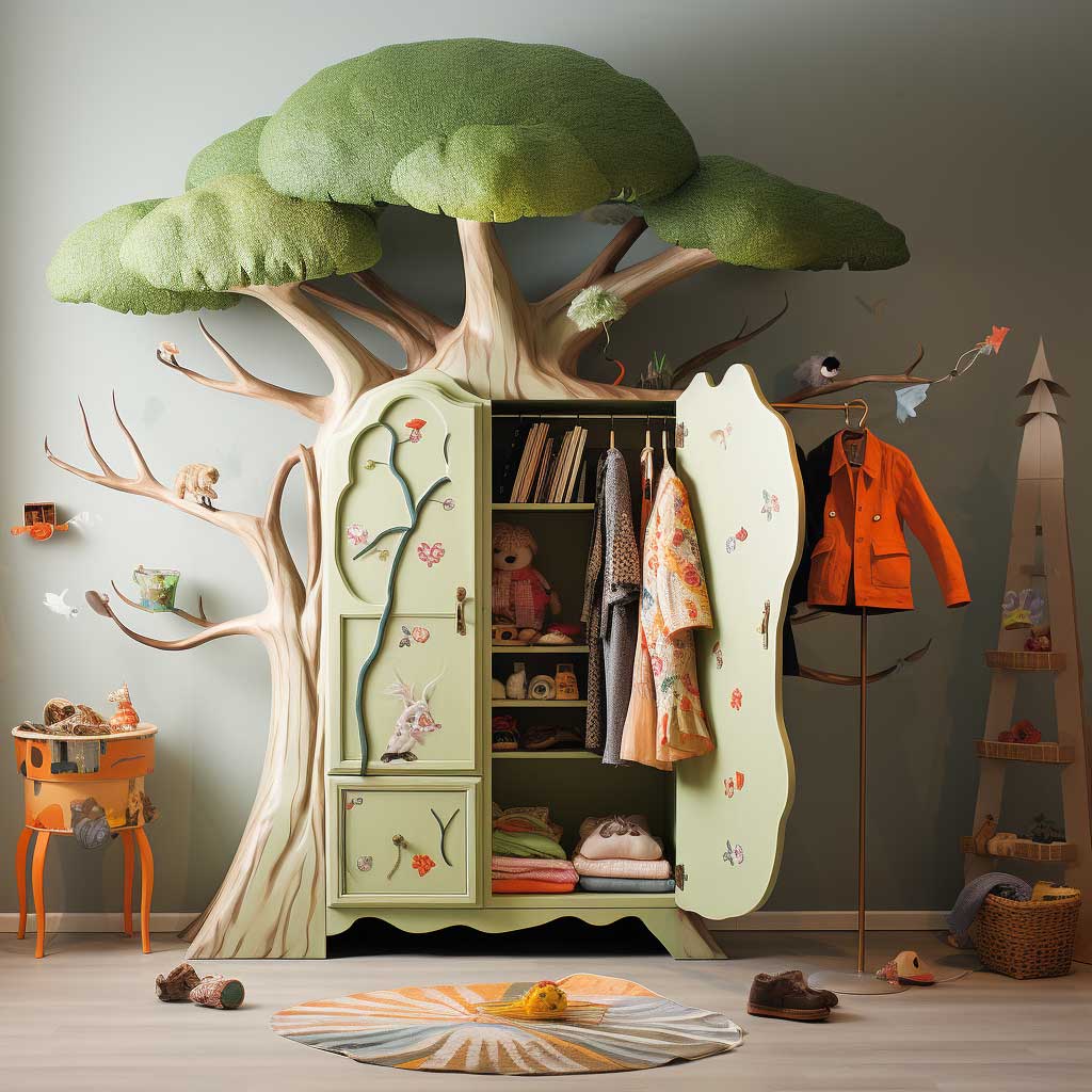 Add a touch of fantasy to daily routines with themed wardrobes and dressers, a delightful twist to children's bedroom furniture ideas that resonate with a child's favorite stories or characters.