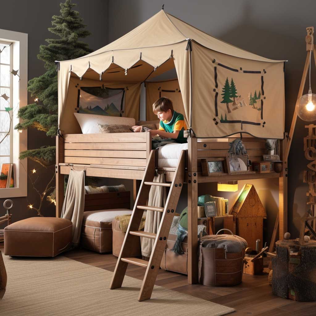 Elevate bedtime stories with adventure loft beds, a standout in children's bedroom furniture ideas that offers a playful sleeping space with an underneath play or study area.