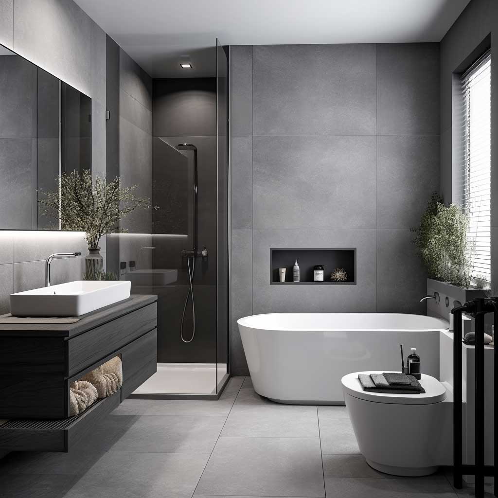 Grey Modern Bathroom Ideas Ideas - Image to u