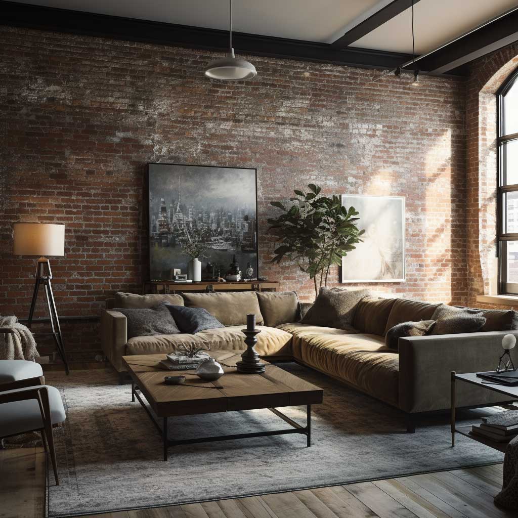 Modern Industrial Living Room Blending Raw and Refined Elements • 333 ...