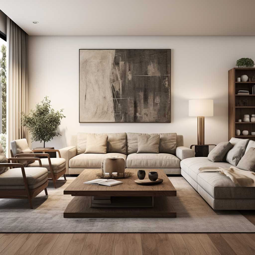 This image showcases a harmoniously designed rectangle living room layout, where furniture placement and decor create a balanced and inviting atmosphere, perfectly suited for modern homes.