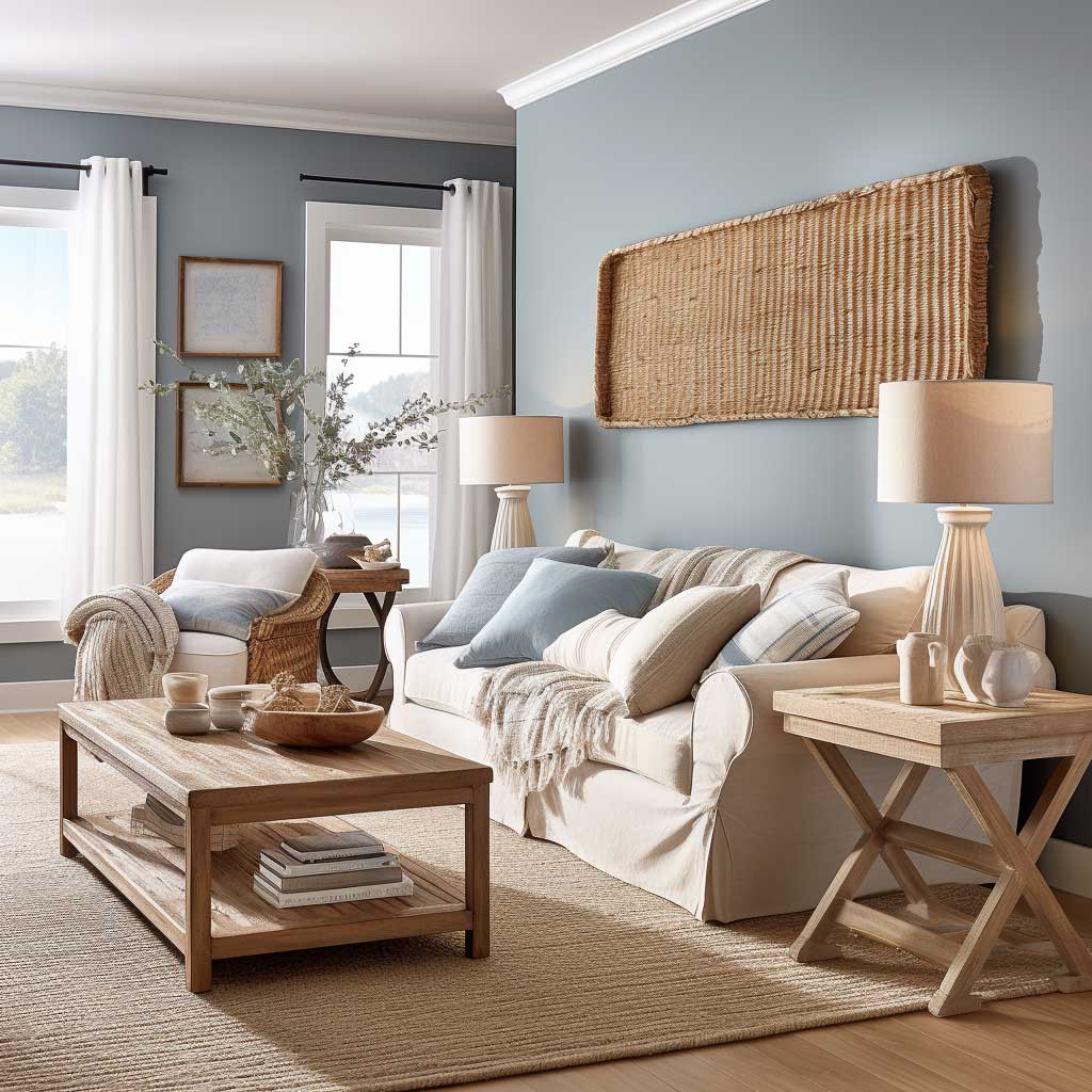 Discover ideas showcasing rustic seaside elegance in coastal living room decor, blending natural materials and farmhouse touches for a relaxing, beach-inspired ambiance.
