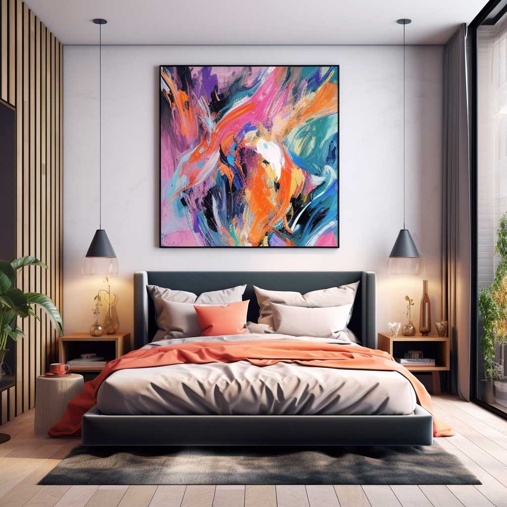 Embrace boldness with this vibrant modern bedroom painting design that promises to infuse energy and personality into your retreat.