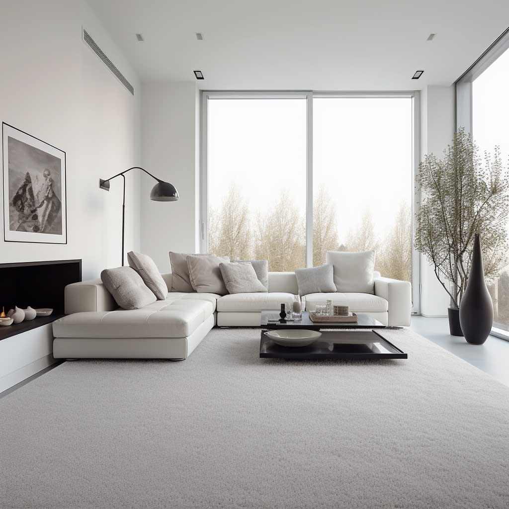 How to Style a Living Room with a Chic Modern Grey Carpet • 333