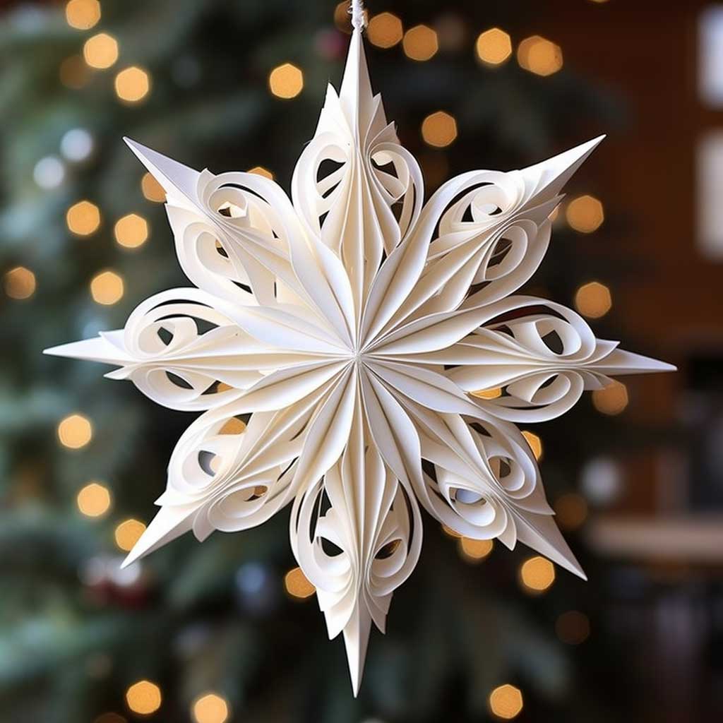 Each delicate paper snowflake is a unique creation, adding a touch of individual charm and elegance to your Christmas decor, reflecting the uniqueness of the winter season.