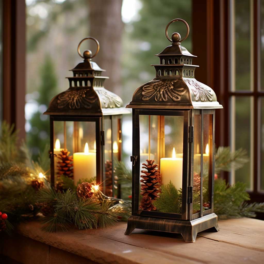 Add a warm, old-world charm to your festive decor with antique lanterns, perfect for creating a vintage-inspired ambiance that radiates elegance and nostalgia.