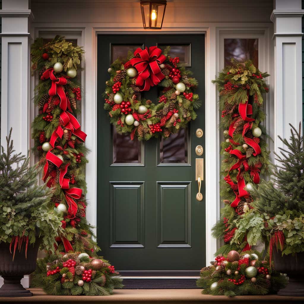 Embrace the traditional charm of Christmas with nostalgic wreaths, adorned with timeless decorations that harken back to classic holiday celebrations.