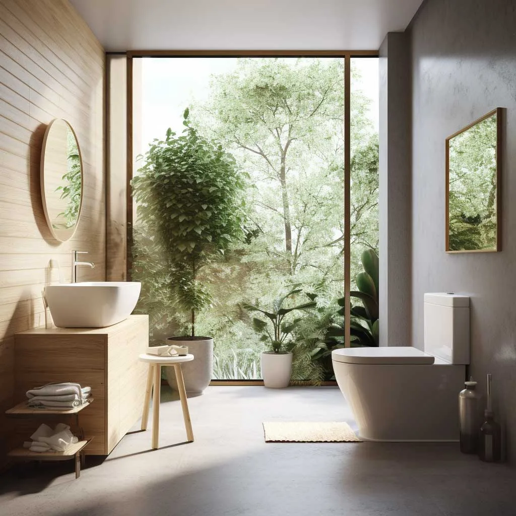 An image depicting a toilet with advanced eco-friendly features, such as low-flow technology and sustainable materials.