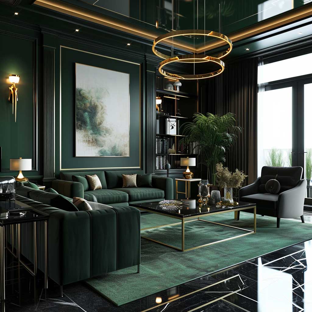 Sophisticated Dark Green Living Room Palettes for a Luxurious Feel ...