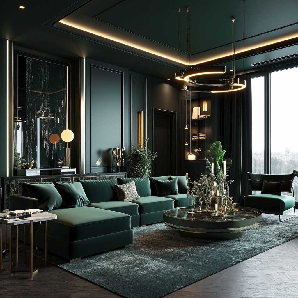 Sophisticated Dark Green Living Room Palettes for a Luxurious Feel ...