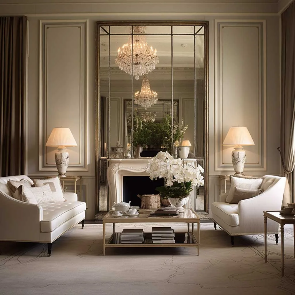 Elevating Elegance in Classic Living Rooms with Full Wall Mirrors - 2