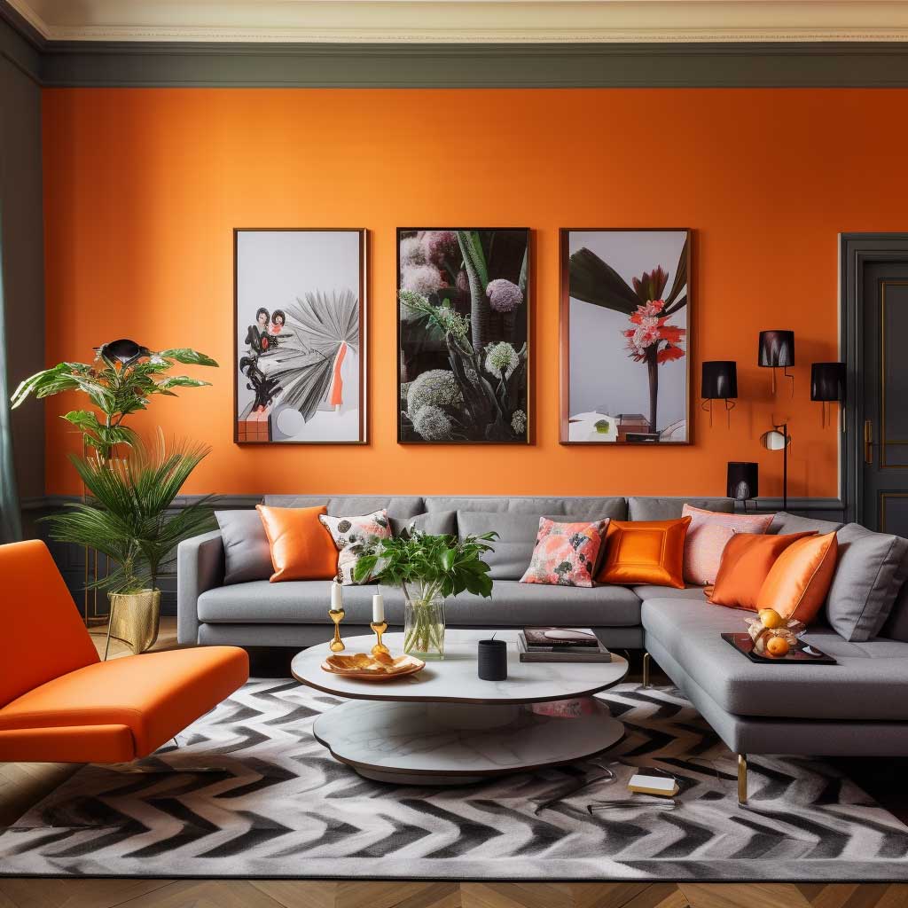 Stunning Orange and Grey Living Room Decor Ideas