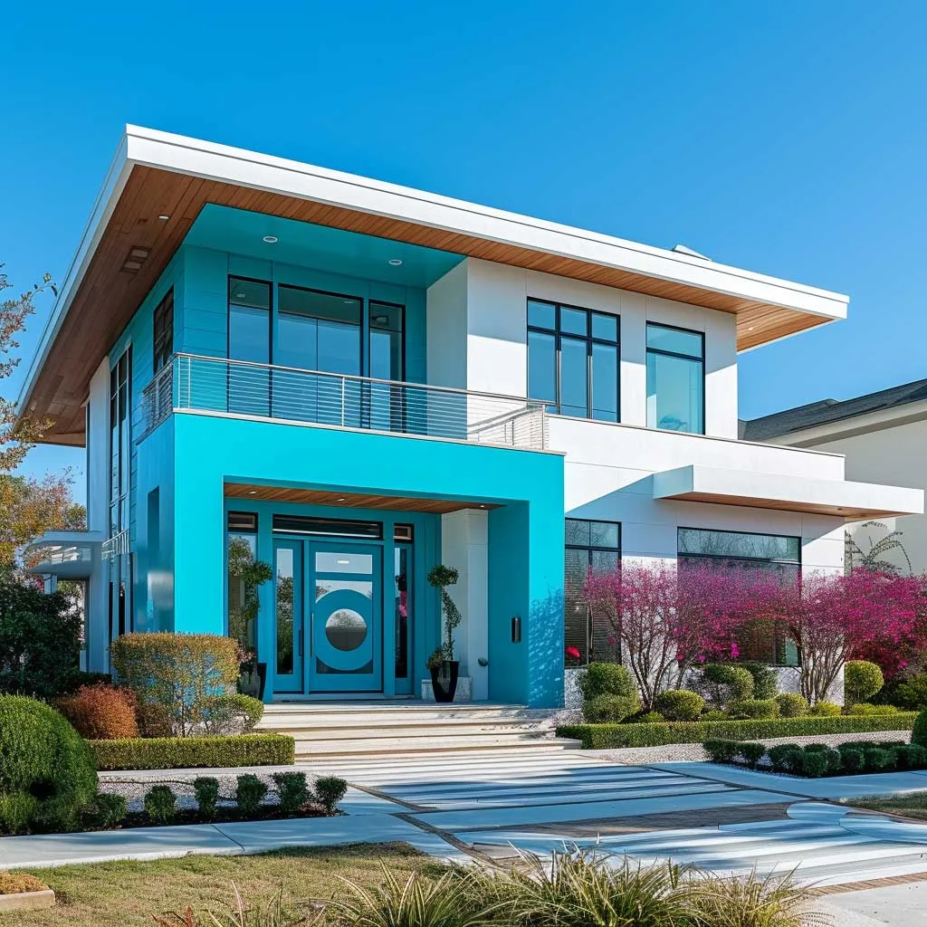 3+ Bright and Inviting Exterior Color Combinations with Turquoise and Alabaster White
