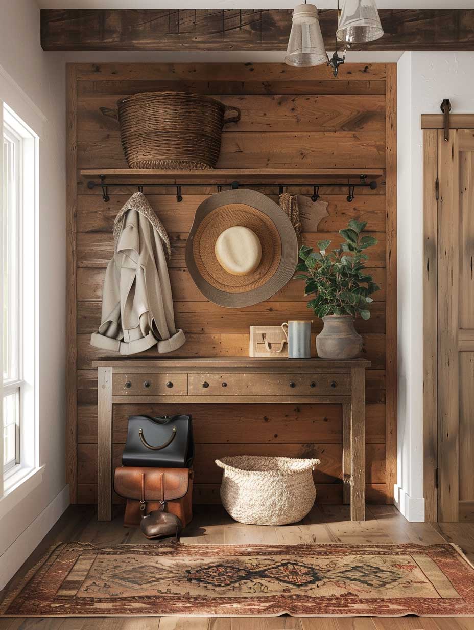 Rustic Charm Meets Small Foyer Design