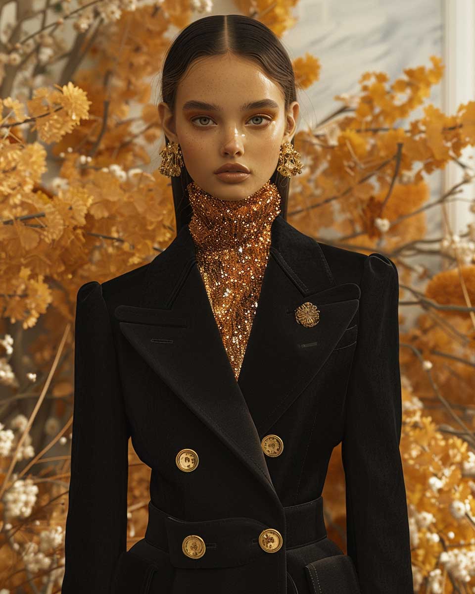 Black and gold outfits for winter best sale