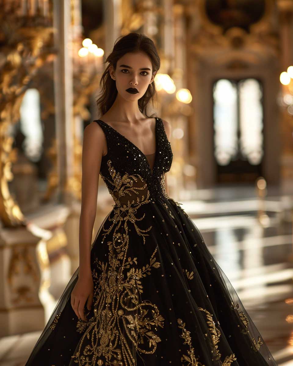 Black gold dress online