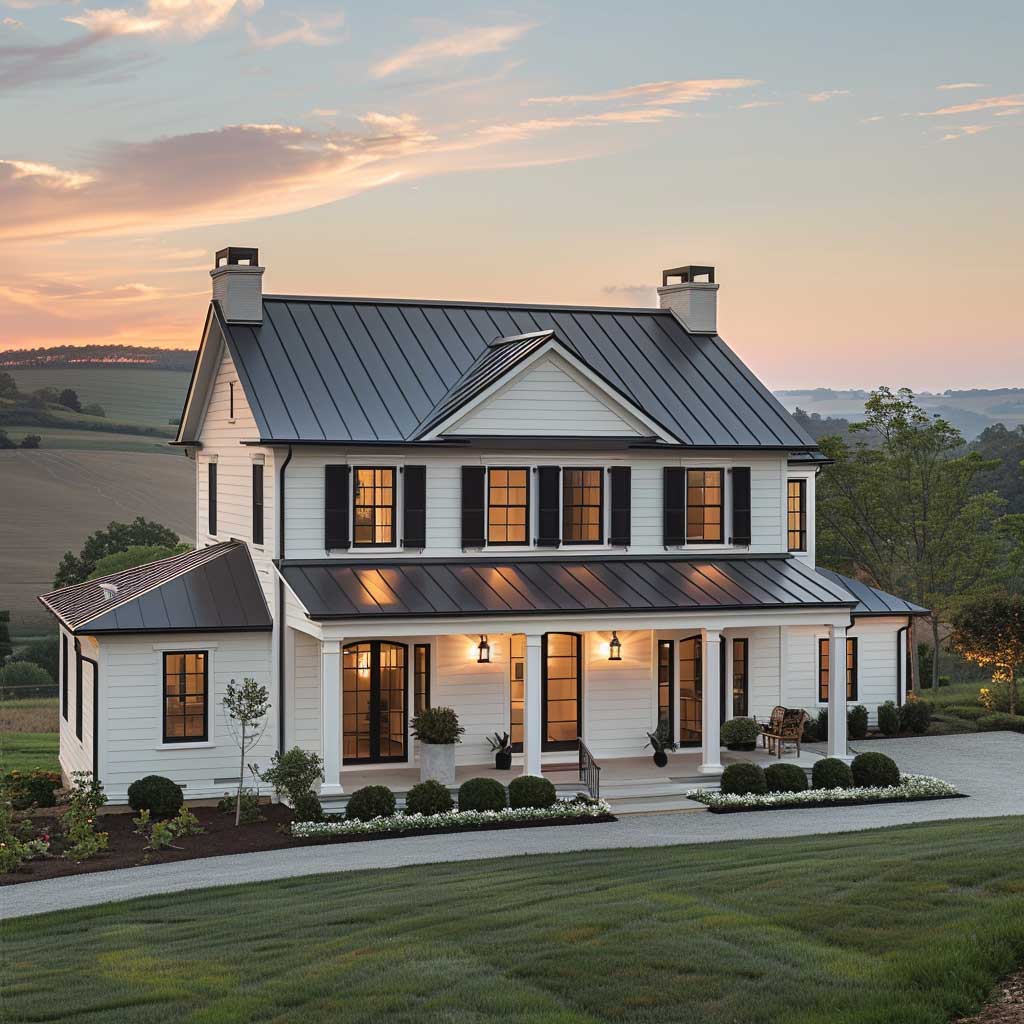 15+ Stunning Black And White Farmhouse Exterior Inspirations • 333 