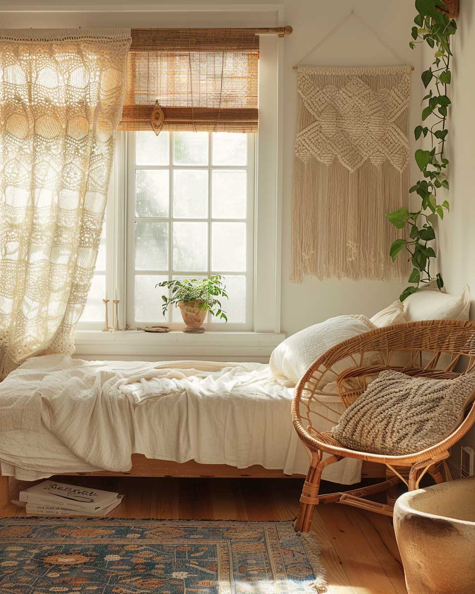 Natural Light with Bohemian Flair: Macrame and Bamboo - 8