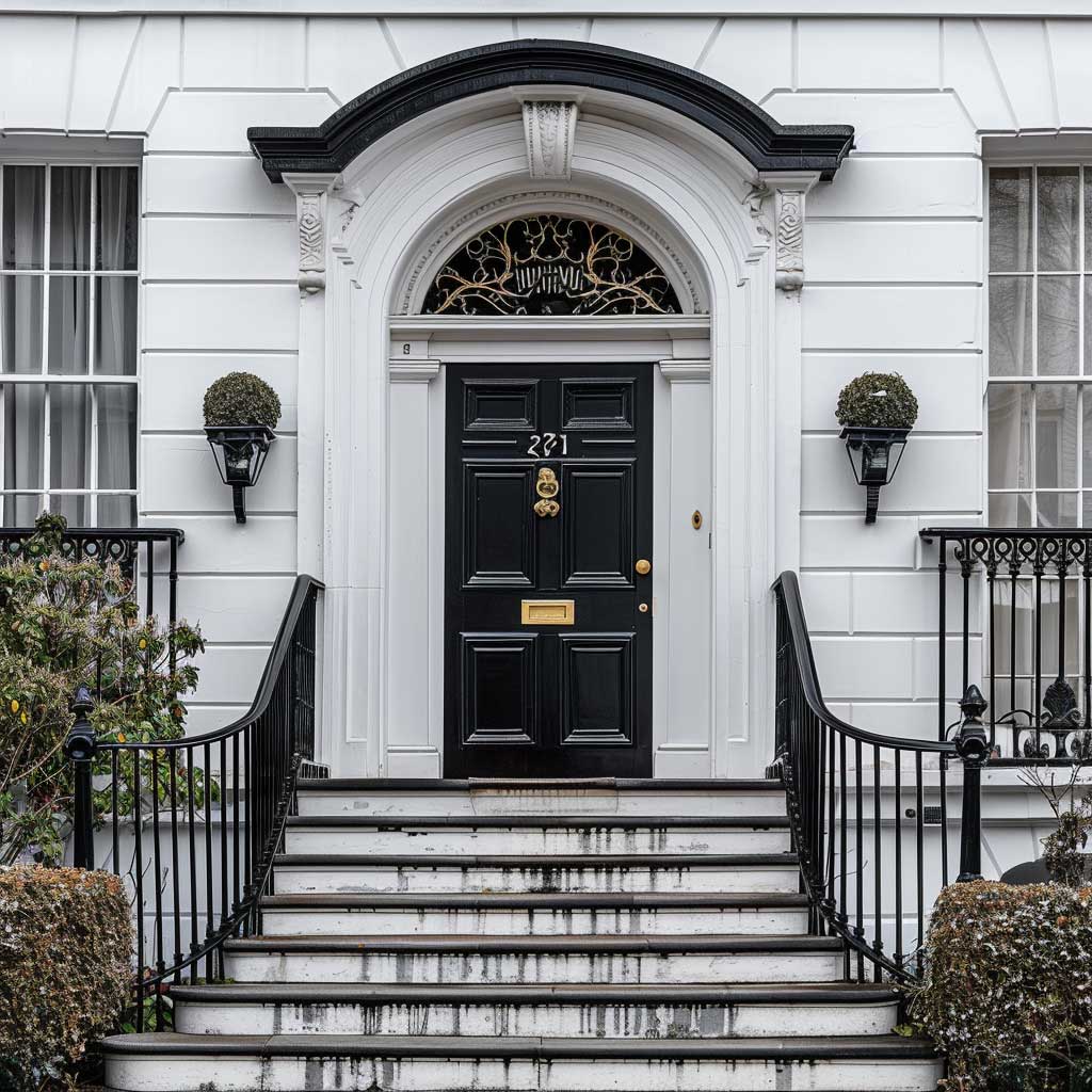 Harmonious Contrast: Blending Black and White for an Iconic Front of House Look - 5