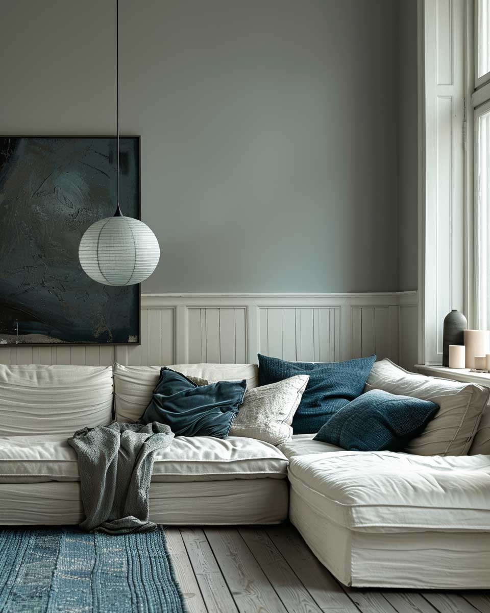 mid grey brass accents colour combination compact interior