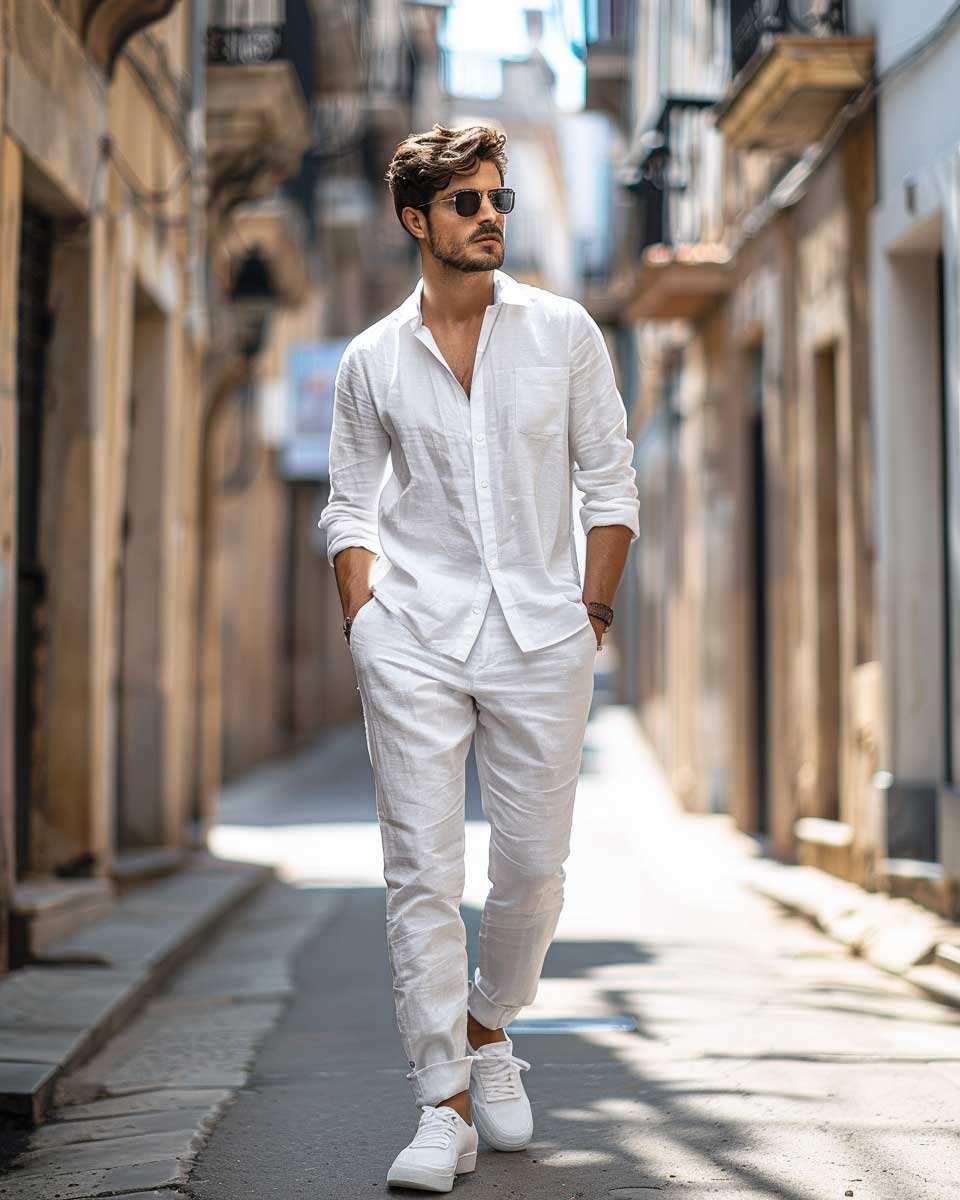 All white beach outfit male hotsell