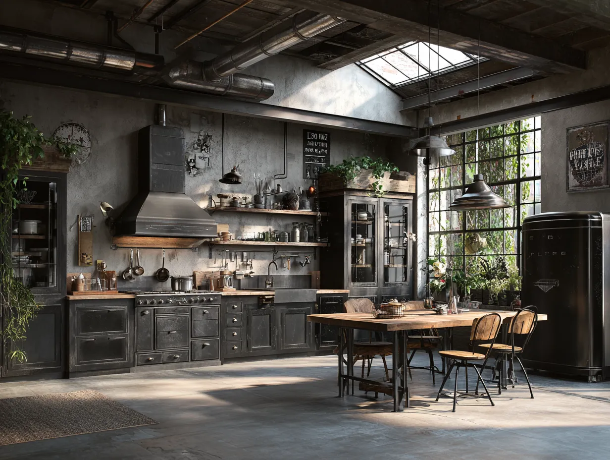 open layout industrial kitchen design