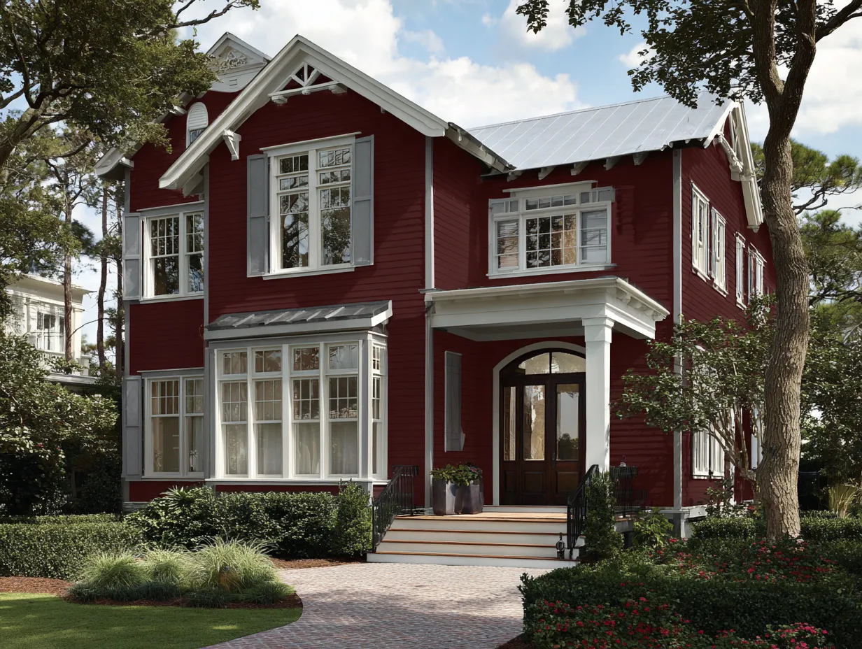 maroon color house exterior