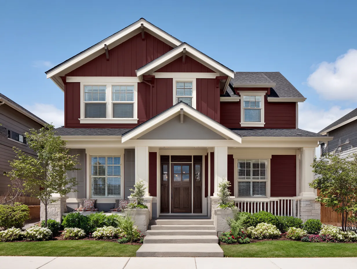 grey maroon color palette exterior house paint