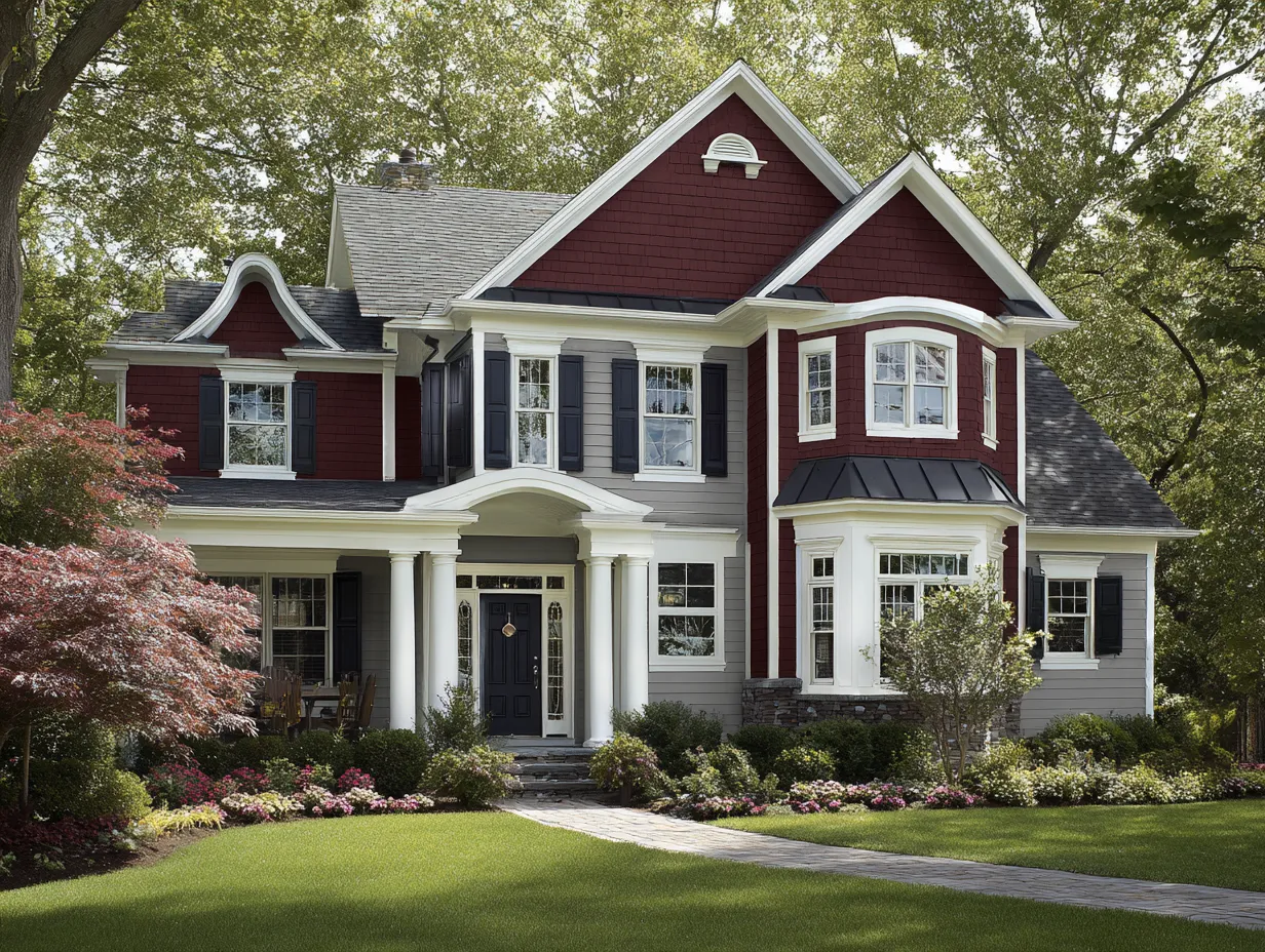 maroon colour house