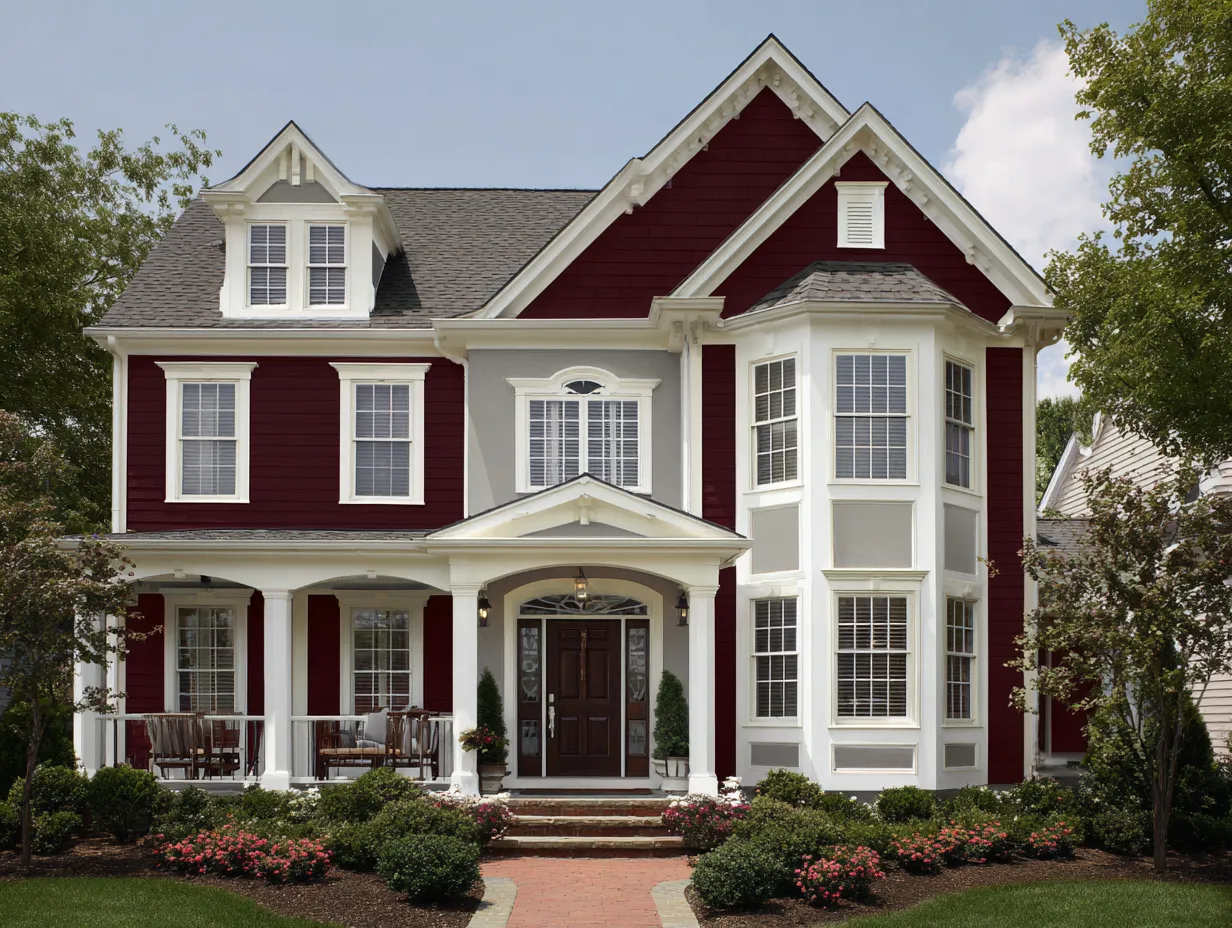 dark maroon house exterior