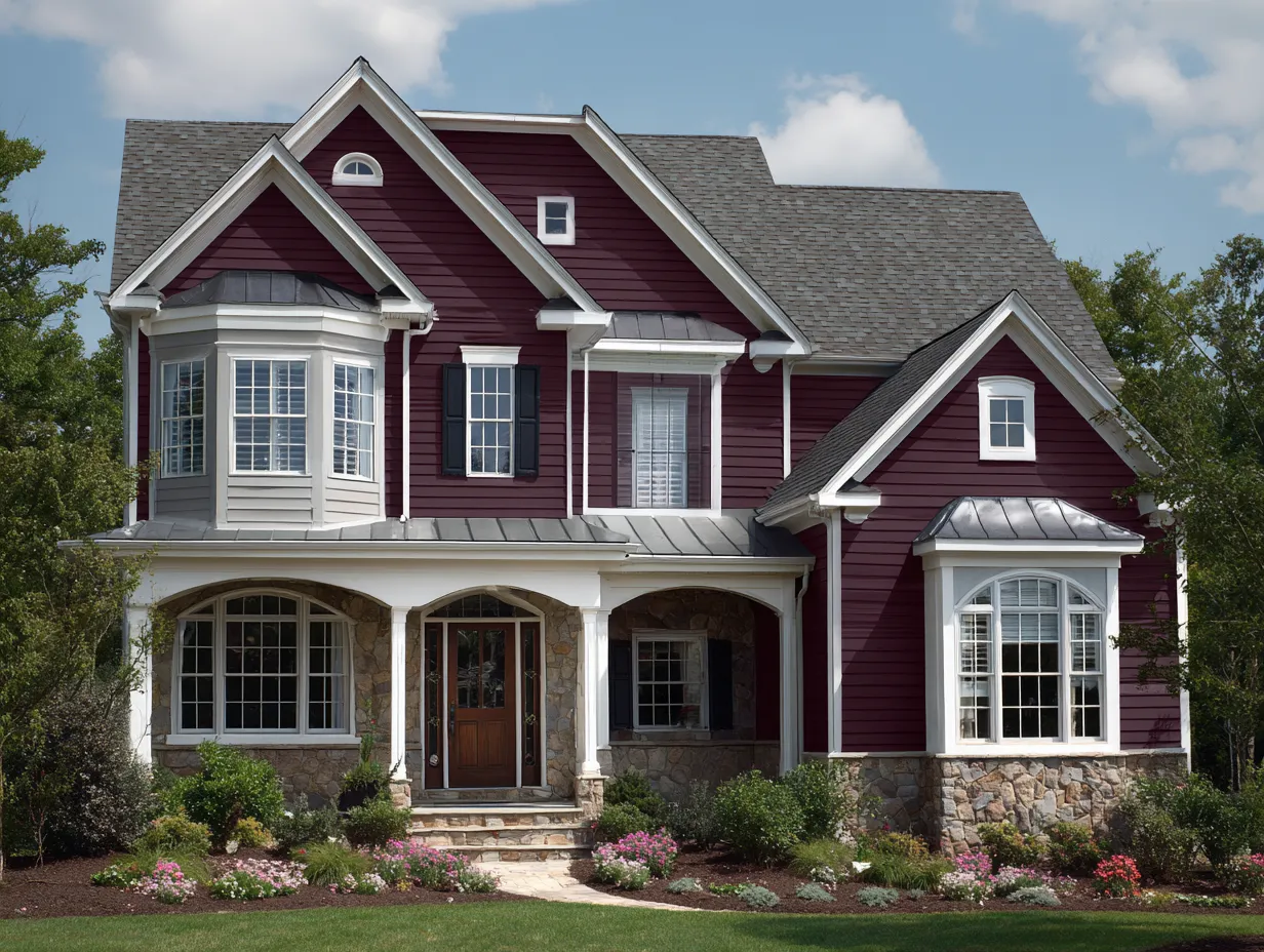grey and maroon combination house