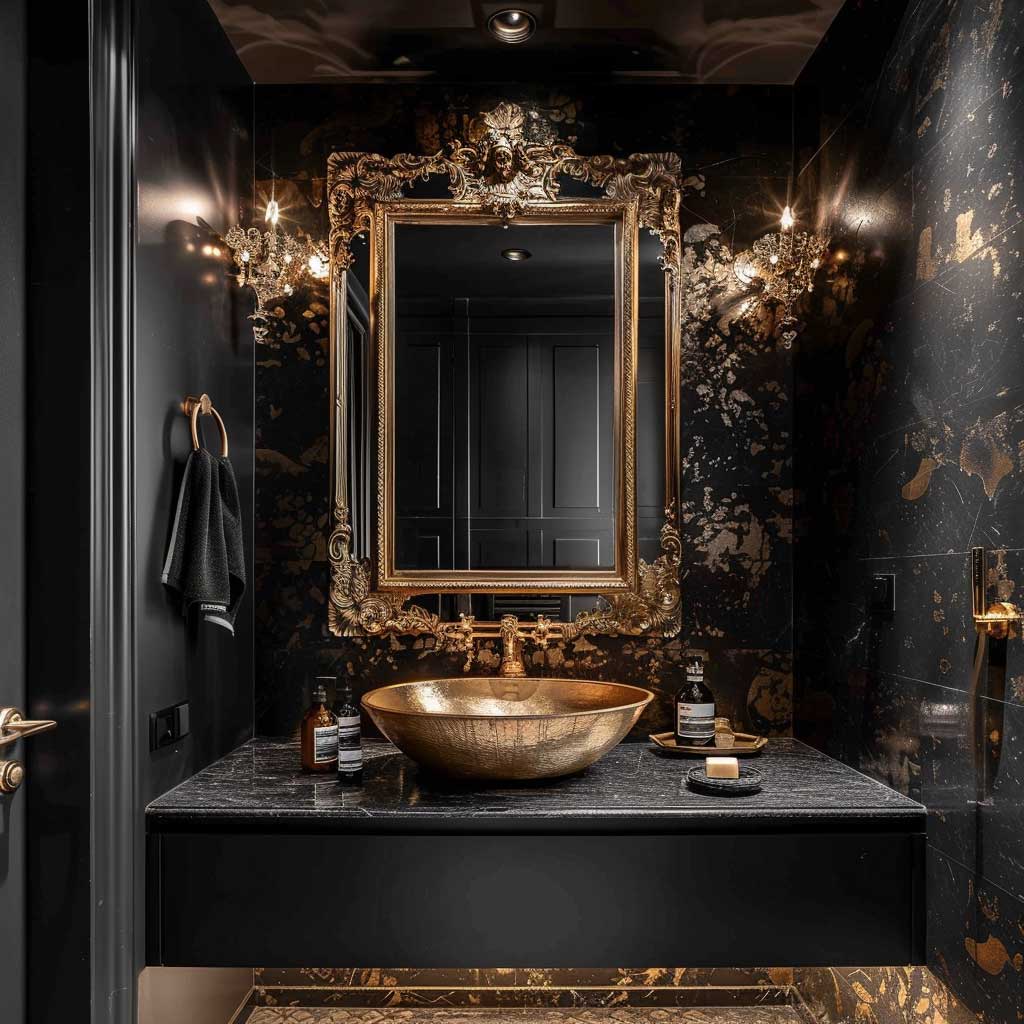 Top Bathroom Paint Ideas Combining Black and Gold for Luxurious Flair ...