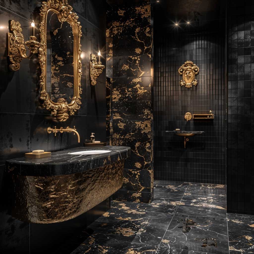 Top Bathroom Paint Ideas Combining Black and Gold for Luxurious Flair ...