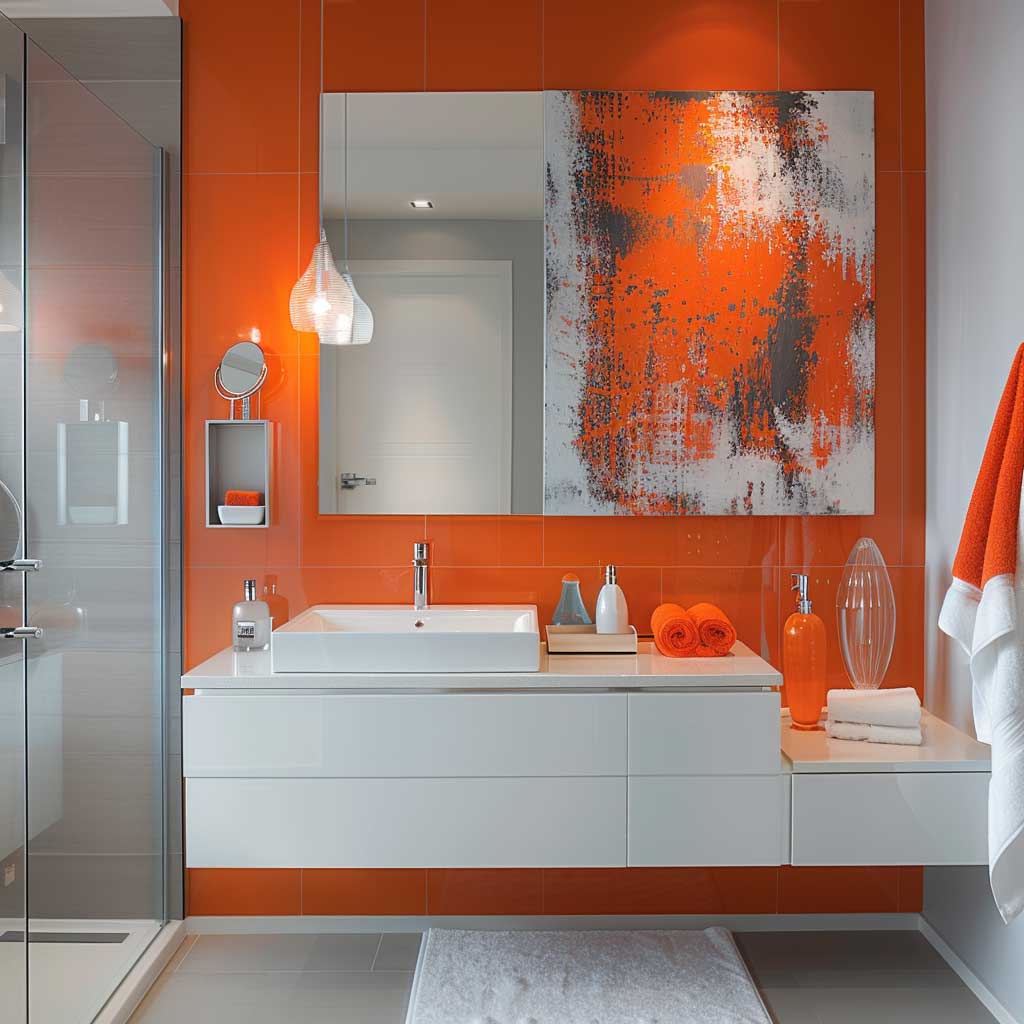 19+ Bathroom Paint Ideas with Orange and White for a Bright Update